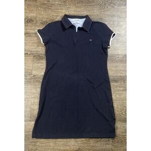 Vintage Tommy Hilfiger Polo Shirt Dress Women's M Blue Short Sleeve Y2K